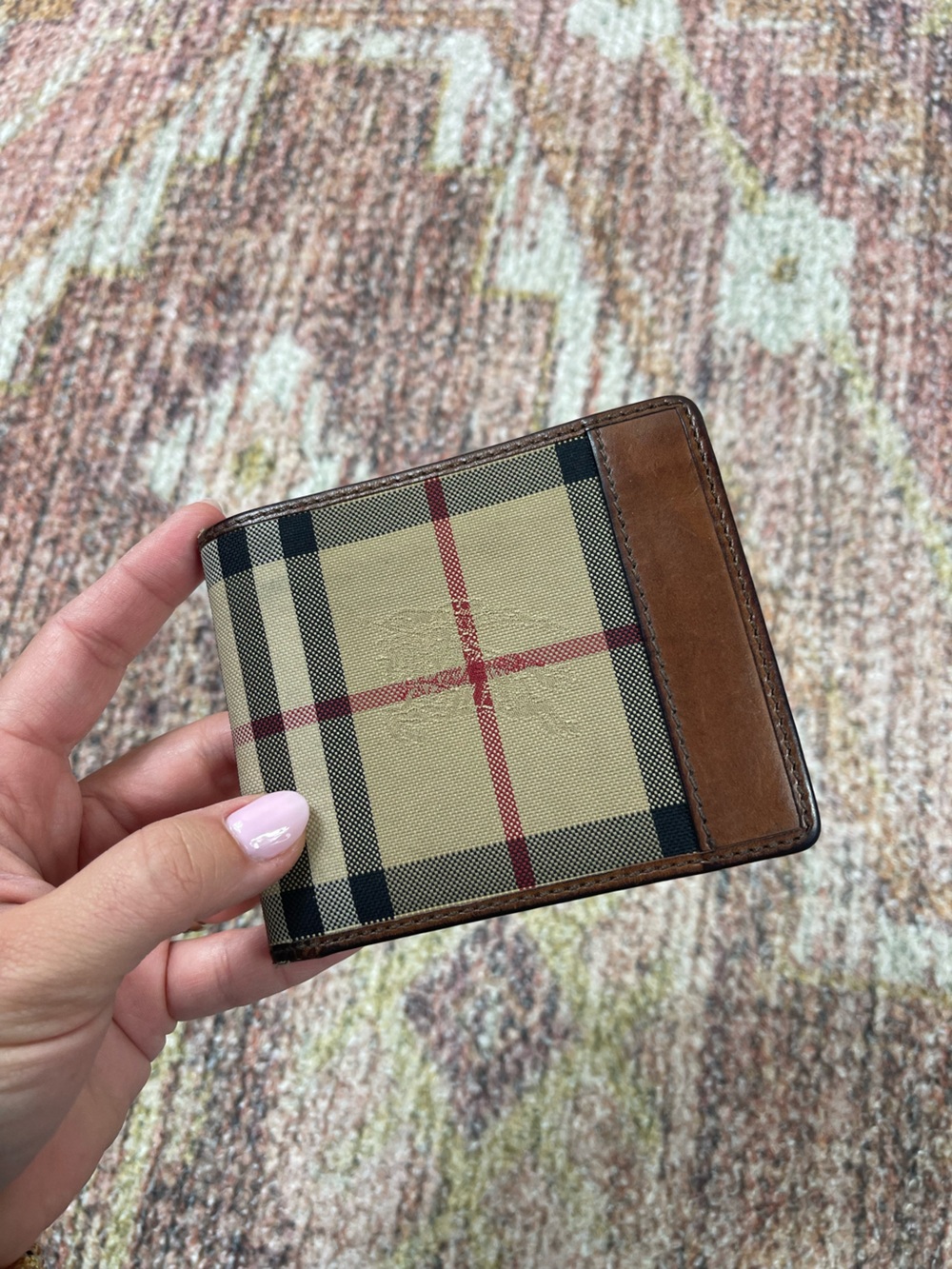 Burberry Vintage Nova Check Bifold Wallet Brown Canvas Leather